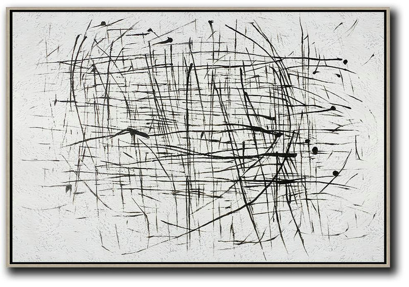 Original Art,Oversized Horizontal Minimal Art On Canvas - Modern Abstract Wall Art